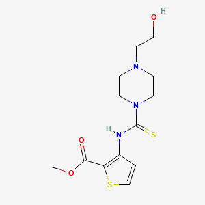 molecular formula C13H19N3O3S2 B2702632 Methyl 3-({[4-(2-hydroxyethyl)piperazin-1-yl]carbonothioyl}amino)thiophene-2-carboxylate CAS No. 892273-30-2