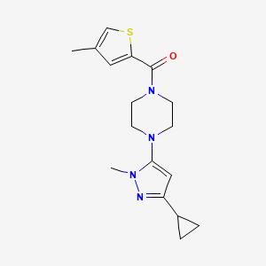 molecular formula C17H22N4OS B2702633 (4-(3-cyclopropyl-1-methyl-1H-pyrazol-5-yl)piperazin-1-yl)(4-methylthiophen-2-yl)methanone CAS No. 2034479-46-2
