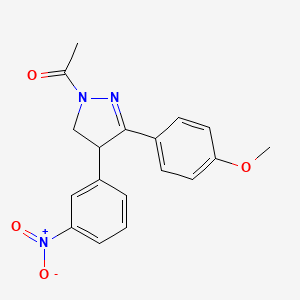 molecular formula C18H17N3O4 B2702643 1-[5-(4-甲氧基苯基)-4-(3-硝基苯基)-3,4-二氢吡唑-2-基]乙酮 CAS No. 392321-74-3