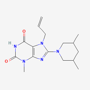 molecular formula C16H23N5O2 B2702644 8-(3,5-Dimethylpiperidin-1-yl)-3-methyl-7-prop-2-enylpurine-2,6-dione CAS No. 676157-49-6