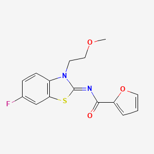 molecular formula C15H13FN2O3S B2702645 N-[6-氟-3-(2-甲氧基乙基)-1,3-苯并噻唑-2-基亚甲基]呋喃-2-羧酰胺 CAS No. 864976-44-3