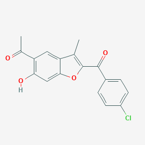 molecular formula C18H13ClO4 B270265 1-[2-(4-Chlorobenzoyl)-6-hydroxy-3-methyl-1-benzofuran-5-yl]ethanone 