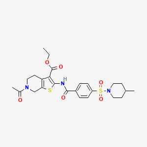 Ethyl 6-acetyl-2-(4-((4-methylpiperidin-1-yl)sulfonyl)benzamido)-4,5,6,7-tetrahydrothieno[2,3-c]pyridine-3-carboxylate