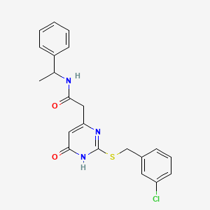 2-(2-((3-chlorobenzyl)thio)-6-oxo-1,6-dihydropyrimidin-4-yl)-N-(1-phenylethyl)acetamide