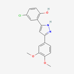 molecular formula C17H15ClN2O3 B2702670 4-chloro-2-(5-(3,4-dimethoxyphenyl)-1H-pyrazol-3-yl)phenol CAS No. 370869-01-5