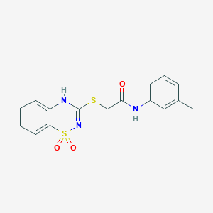 molecular formula C16H15N3O3S2 B2702676 2-((1,1-二氧代-4H-苯并[e][1,2,4]噻二嗪-3-基)硫代)-N-(间甲苯基)乙酰胺 CAS No. 896683-70-8