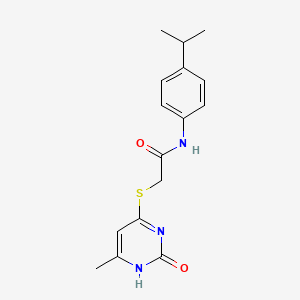 molecular formula C16H19N3O2S B2702686 N-(4-isopropylphenyl)-2-((6-methyl-2-oxo-1,2-dihydropyrimidin-4-yl)thio)acetamide CAS No. 905665-12-5
