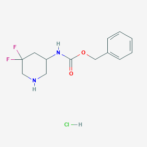 molecular formula C13H17ClF2N2O2 B2702694 Benzyl (5,5-difluoropiperidin-3-yl)carbamate hydrochloride CAS No. 1951441-61-4