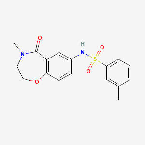 molecular formula C17H18N2O4S B2702696 3-甲基-N-(4-甲基-5-氧代-2,3,4,5-四氢苯并[f][1,4]噁唑-7-基)苯基磺酰胺 CAS No. 922112-14-9