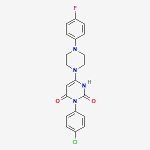 molecular formula C20H18ClFN4O2 B2702720 3-(4-chlorophenyl)-6-(4-(4-fluorophenyl)piperazin-1-yl)pyrimidine-2,4(1H,3H)-dione CAS No. 847398-47-4