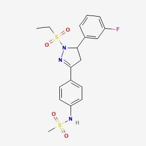N-(4-(1-(ethylsulfonyl)-5-(3-fluorophenyl)-4,5-dihydro-1H-pyrazol-3-yl)phenyl)methanesulfonamide
