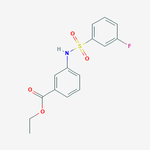 molecular formula C15H14FNO4S B270273 Ethyl 3-{[(3-fluorophenyl)sulfonyl]amino}benzoate 