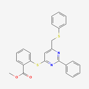 Methyl 2-[2-phenyl-6-(phenylsulfanylmethyl)pyrimidin-4-yl]sulfanylbenzoate