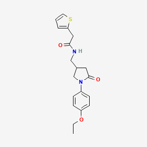 molecular formula C19H22N2O3S B2702753 N-((1-(4-乙氧基苯基)-5-氧代吡咯烷-3-基)甲基)-2-(噻吩-2-基)乙酰胺 CAS No. 954666-43-4