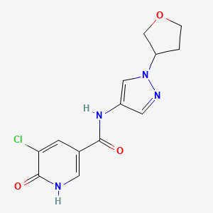molecular formula C13H13ClN4O3 B2702756 5-chloro-6-hydroxy-N-(1-(tetrahydrofuran-3-yl)-1H-pyrazol-4-yl)nicotinamide CAS No. 1798041-51-6