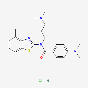 molecular formula C22H29ClN4OS B2702763 4-(dimethylamino)-N-(3-(dimethylamino)propyl)-N-(4-methylbenzo[d]thiazol-2-yl)benzamide hydrochloride CAS No. 1219205-06-7