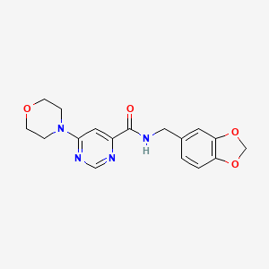 molecular formula C17H18N4O4 B2702764 N-(苯并[d][1,3]二噁杂环-5-基甲基)-6-吗啉基嘧啶-4-羧酰胺 CAS No. 1909674-50-5