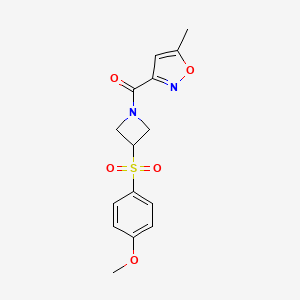 molecular formula C15H16N2O5S B2702765 (3-((4-Methoxyphenyl)sulfonyl)azetidin-1-yl)(5-methylisoxazol-3-yl)methanone CAS No. 1797630-88-6