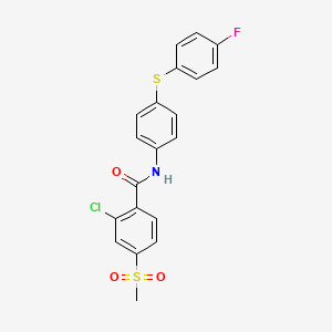 molecular formula C20H15ClFNO3S2 B2702767 2-氯-N-{4-[(4-氟苯基)磺酰]苯基}-4-(甲磺酰)苯甲酰胺 CAS No. 339011-57-3