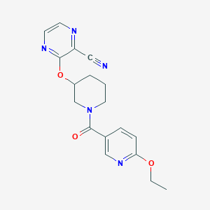 molecular formula C18H19N5O3 B2702770 3-((1-(6-乙氧基烟酰基)哌啶-3-基)氧基)吡嗪-2-羧腈 CAS No. 2034229-37-1