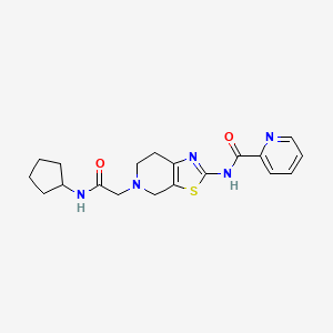molecular formula C19H23N5O2S B2702775 N-(5-(2-(cyclopentylamino)-2-oxoethyl)-4,5,6,7-tetrahydrothiazolo[5,4-c]pyridin-2-yl)picolinamide CAS No. 1421528-42-8