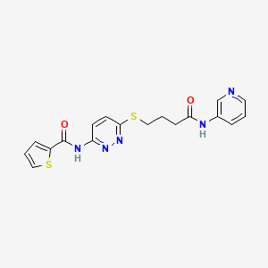 molecular formula C18H17N5O2S2 B2702784 N-(6-((4-oxo-4-(pyridin-3-ylamino)butyl)thio)pyridazin-3-yl)thiophene-2-carboxamide CAS No. 1040649-00-0
