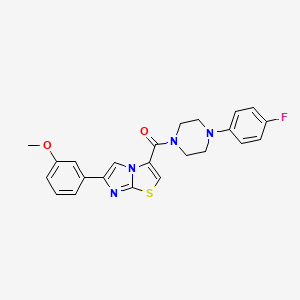 molecular formula C23H21FN4O2S B2702791 (4-(4-Fluorophenyl)piperazin-1-yl)(6-(3-methoxyphenyl)imidazo[2,1-b]thiazol-3-yl)methanone CAS No. 1040656-77-6
