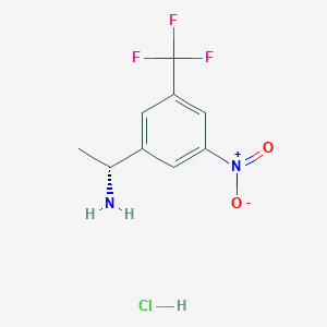 molecular formula C9H10ClF3N2O2 B2702794 (R)-1-(3-Nitro-5-(trifluoromethyl)phenyl)ethan-1-amine hydrochloride CAS No. 2230840-47-6