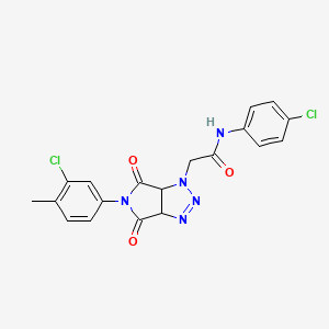 molecular formula C19H15Cl2N5O3 B2702796 2-[5-(3-氯-4-甲基苯基)-4,6-二氧代-4,5,6,6a-四氢吡咯并[3,4-d][1,2,3]三唑-1(3aH)-基]-N-(4-氯苯基)乙酰胺 CAS No. 1052604-55-3