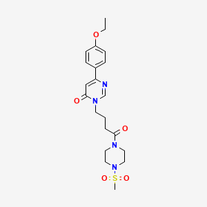 molecular formula C21H28N4O5S B2702800 6-(4-ethoxyphenyl)-3-(4-(4-(methylsulfonyl)piperazin-1-yl)-4-oxobutyl)pyrimidin-4(3H)-one CAS No. 1251579-27-7