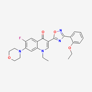 molecular formula C25H25FN4O4 B2702802 3-[3-(2-ethoxyphenyl)-1,2,4-oxadiazol-5-yl]-1-ethyl-6-fluoro-7-(morpholin-4-yl)-1,4-dihydroquinolin-4-one CAS No. 1111158-24-7