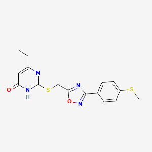 molecular formula C16H16N4O2S2 B2702803 6-乙基-2-[({3-[4-(甲磺酰基)苯基]-1,2,4-噁二唑-5-基}甲基)硫代]-4-嘧啶醇 CAS No. 946352-66-5