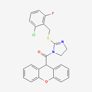 molecular formula C24H18ClFN2O2S B2702826 [2-[(2-氯-6-氟苯基)甲硫基]-4,5-二氢咪唑-1-基]-(9H-茜芸-9-基)甲酮 CAS No. 919707-23-6