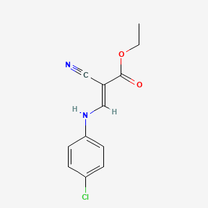 molecular formula C12H11ClN2O2 B2702833 乙酸 3-[(4-氯苯基)氨基]-2-氰基丙-2-烯酸乙酯 CAS No. 59746-99-5