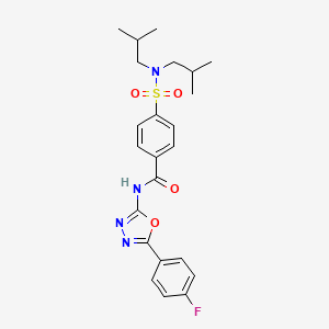 molecular formula C23H27FN4O4S B2702845 4-[双(2-甲基丙基)磺酰胺]-N-[5-(4-氟苯基)-1,3,4-噁二唑-2-基]苯甲酰胺 CAS No. 533869-64-6