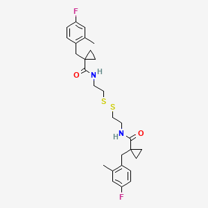 molecular formula C28H34F2N2O2S2 B2702849 1-[(4-Fluoro-2-methylphenyl)methyl]-N-[2-[2-[[1-[(4-fluoro-2-methylphenyl)methyl]cyclopropanecarbonyl]amino]ethyldisulfanyl]ethyl]cyclopropane-1-carboxamide CAS No. 2305499-39-0
