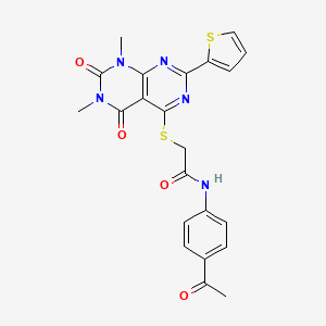 N-(4-acetylphenyl)-2-((6,8-dimethyl-5,7-dioxo-2-(thiophen-2-yl)-5,6,7,8-tetrahydropyrimido[4,5-d]pyrimidin-4-yl)thio)acetamide