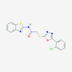 molecular formula C17H11ClN4O2S2 B270287 N-(1,3-benzothiazol-2-yl)-2-{[5-(2-chlorophenyl)-1,3,4-oxadiazol-2-yl]sulfanyl}acetamide 