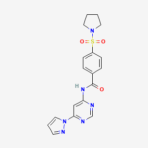 N-(6-(1H-pyrazol-1-yl)pyrimidin-4-yl)-4-(pyrrolidin-1-ylsulfonyl)benzamide