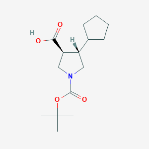 (3S,4S)-4-Cyclopentyl-1-[(2-methylpropan-2-yl)oxycarbonyl]pyrrolidine-3-carboxylic acid