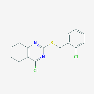 molecular formula C15H14Cl2N2S B2702878 4-Chloro-2-[(2-chlorobenzyl)sulfanyl]-5,6,7,8-tetrahydroquinazoline CAS No. 338963-53-4