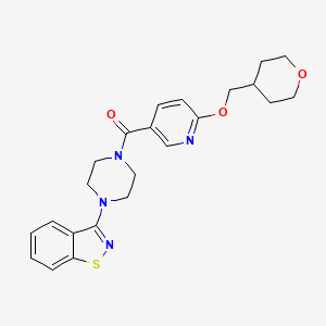 molecular formula C23H26N4O3S B2702884 (4-(benzo[d]isothiazol-3-yl)piperazin-1-yl)(6-((tetrahydro-2H-pyran-4-yl)methoxy)pyridin-3-yl)methanone CAS No. 2034295-85-5