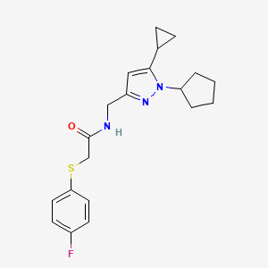 N-((1-cyclopentyl-5-cyclopropyl-1H-pyrazol-3-yl)methyl)-2-((4-fluorophenyl)thio)acetamide