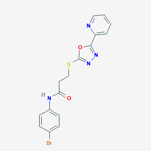 molecular formula C16H13BrN4O2S B270290 N-(4-bromophenyl)-3-{[5-(2-pyridinyl)-1,3,4-oxadiazol-2-yl]sulfanyl}propanamide 