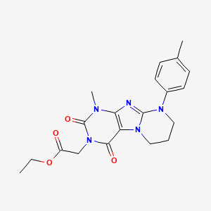 molecular formula C20H23N5O4 B2702905 乙酸乙酯 2-[1-甲基-9-(4-甲基苯基)-2,4-二氧代-7,8-二氢-6H-嘌呤[7,8-a]嘧啶-3-基]乙酸甲酯 CAS No. 848682-76-8