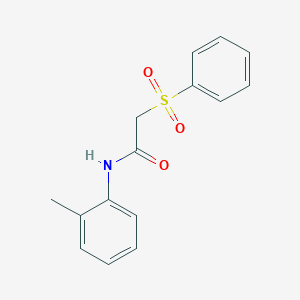 molecular formula C15H15NO3S B270291 N-(2-methylphenyl)-2-(phenylsulfonyl)acetamide 