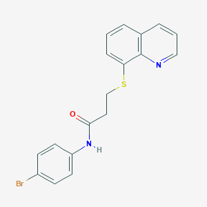 molecular formula C18H15BrN2OS B270292 N-(4-bromophenyl)-3-(8-quinolinylsulfanyl)propanamide 
