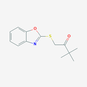molecular formula C13H15NO2S B270293 1-(1,3-Benzoxazol-2-ylsulfanyl)-3,3-dimethylbutan-2-one 