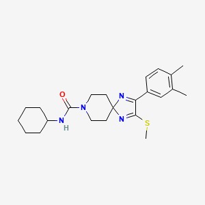 molecular formula C23H32N4OS B2702936 N-cyclohexyl-2-(3,4-dimethylphenyl)-3-(methylthio)-1,4,8-triazaspiro[4.5]deca-1,3-diene-8-carboxamide CAS No. 894887-17-3