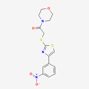 molecular formula C15H15N3O4S2 B2702948 1-Morpholino-2-((4-(3-nitrophenyl)thiazol-2-yl)thio)ethanone CAS No. 727689-72-7